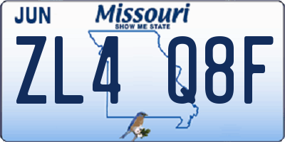 MO license plate ZL4Q8F