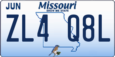 MO license plate ZL4Q8L