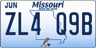 MO license plate ZL4Q9B