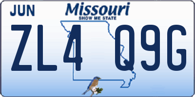 MO license plate ZL4Q9G