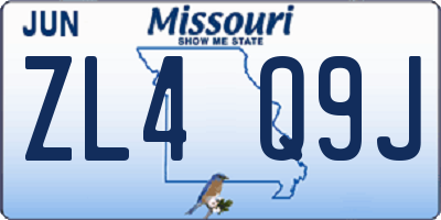 MO license plate ZL4Q9J