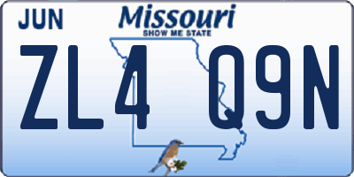 MO license plate ZL4Q9N