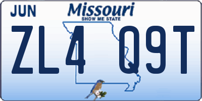 MO license plate ZL4Q9T