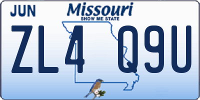 MO license plate ZL4Q9U