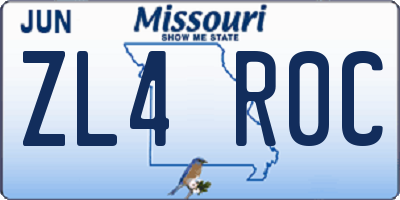 MO license plate ZL4R0C