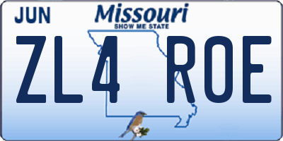 MO license plate ZL4R0E