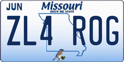 MO license plate ZL4R0G