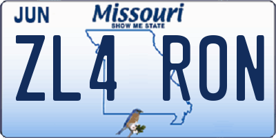 MO license plate ZL4R0N