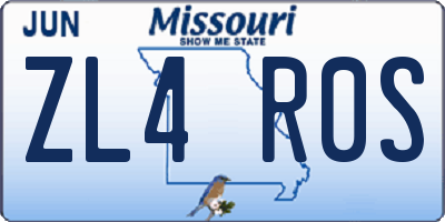 MO license plate ZL4R0S