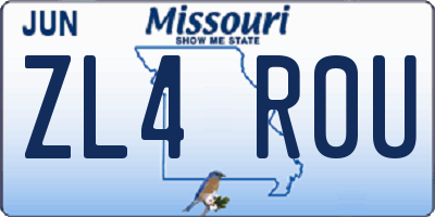 MO license plate ZL4R0U