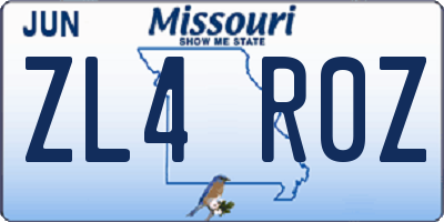MO license plate ZL4R0Z