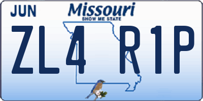 MO license plate ZL4R1P