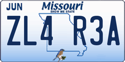 MO license plate ZL4R3A