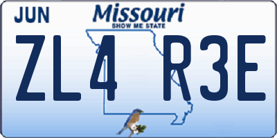 MO license plate ZL4R3E