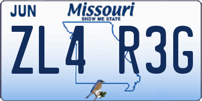 MO license plate ZL4R3G