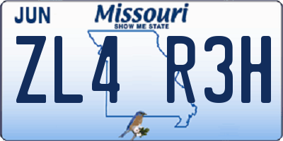 MO license plate ZL4R3H