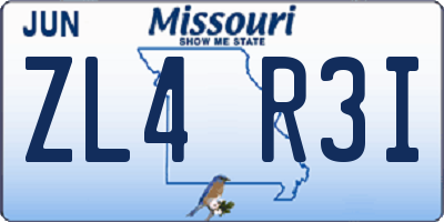 MO license plate ZL4R3I
