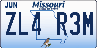 MO license plate ZL4R3M