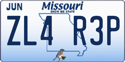 MO license plate ZL4R3P