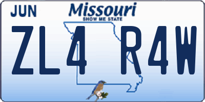 MO license plate ZL4R4W