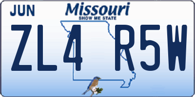 MO license plate ZL4R5W