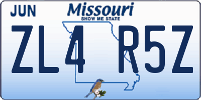 MO license plate ZL4R5Z