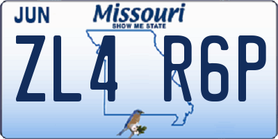 MO license plate ZL4R6P