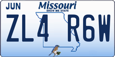 MO license plate ZL4R6W