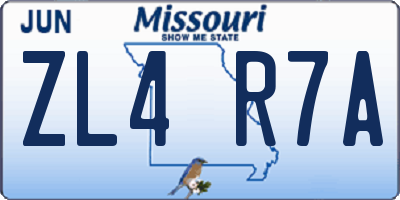 MO license plate ZL4R7A