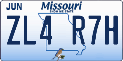 MO license plate ZL4R7H