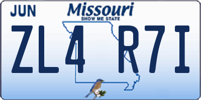 MO license plate ZL4R7I