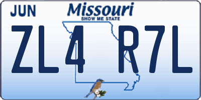 MO license plate ZL4R7L