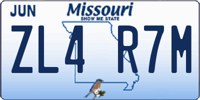 MO license plate ZL4R7M