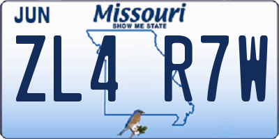 MO license plate ZL4R7W