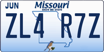 MO license plate ZL4R7Z