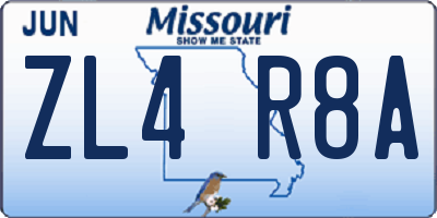MO license plate ZL4R8A