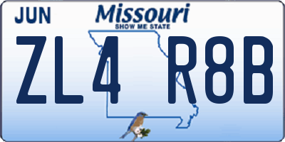 MO license plate ZL4R8B
