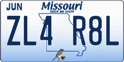 MO license plate ZL4R8L