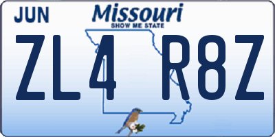 MO license plate ZL4R8Z