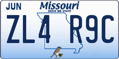 MO license plate ZL4R9C