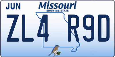 MO license plate ZL4R9D