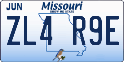 MO license plate ZL4R9E