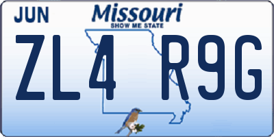 MO license plate ZL4R9G