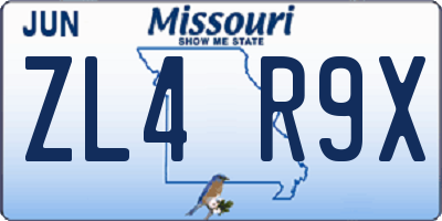 MO license plate ZL4R9X