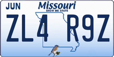 MO license plate ZL4R9Z