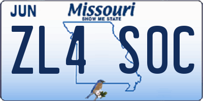 MO license plate ZL4S0C