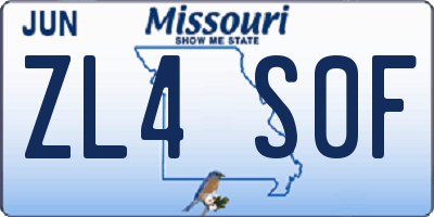 MO license plate ZL4S0F