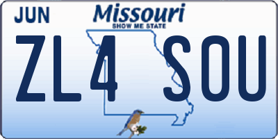 MO license plate ZL4S0U