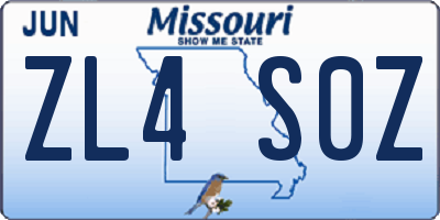 MO license plate ZL4S0Z
