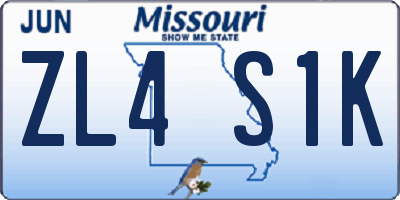 MO license plate ZL4S1K